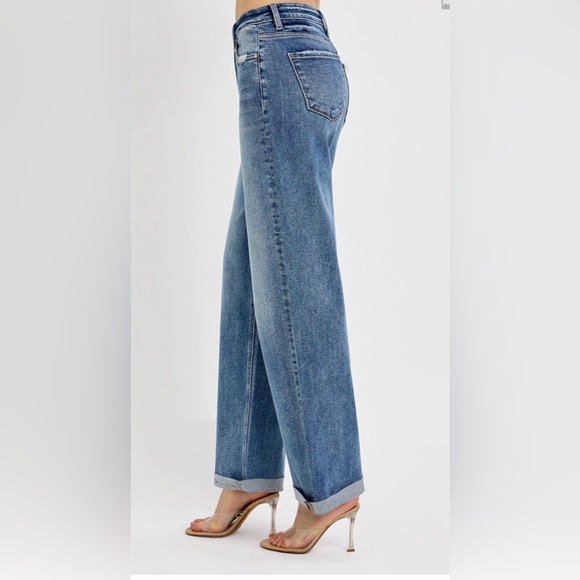 Classic Blue  High Rise Wide Baggy Jeans Plus Size NWT - Picture 3 of 6